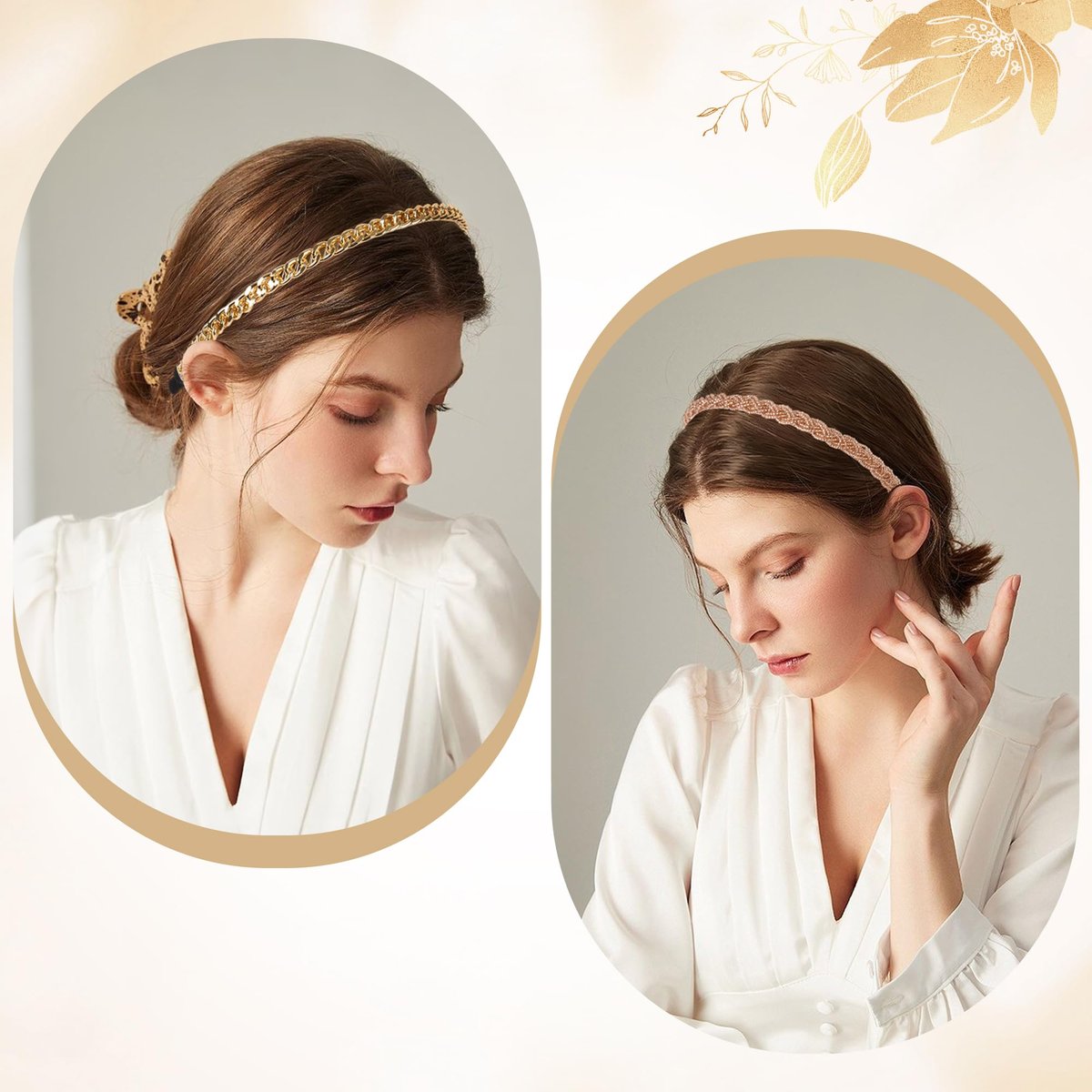 LYroo 10-Pack Fashion Wide Headbands - Cute Thin Metal Headbands with Pearl Accents, No-Slip Hair Accessories for Women and Girls Avelisse