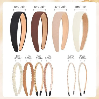 LYroo 10-Pack Fashion Wide Headbands - Cute Thin Metal Headbands with Pearl Accents, No-Slip Hair Accessories for Women and Girls Avelisse