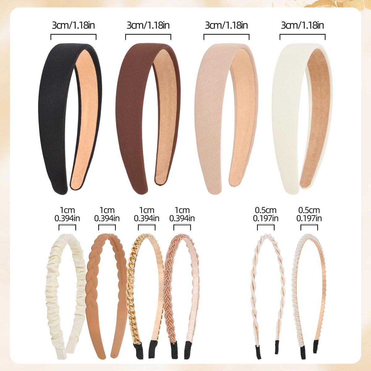 LYroo 10-Pack Fashion Wide Headbands - Cute Thin Metal Headbands with Pearl Accents, No-Slip Hair Accessories for Women and Girls Avelisse