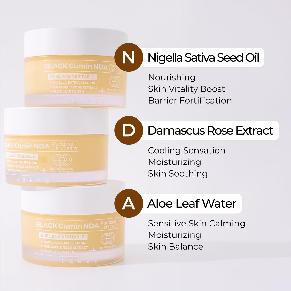 IZEZE Black Cumin NDA Pudding Gel Cream - Mattifying Moisturizer, Lightweight Face Gel, Oil Control & Absorbing, Korean Face Moisturizer with Thymoquinone, 1.69 fl.oz - görsel 9
