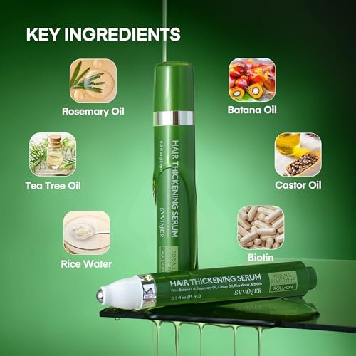Svvimer Hair Growth Serum Roll On - Rosemary & Batana Oil, Biotin Thickening Scalp Serum for Thinning Hair - for Women and Men, 2 Pack (15ml Each) Avelisse