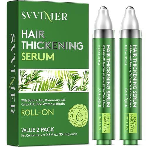 Svvimer Hair Growth Serum Roll On - Rosemary & Batana Oil, Biotin Thickening Scalp Serum for Thinning Hair - for Women and Men, 2 Pack (15ml Each) Avelisse