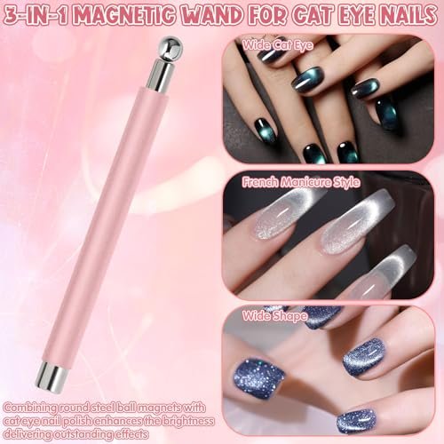 4Pcs Professional Cat Eye Magnet for Nails Kit with Heart Shaper Tool | 3-in-1 Nail Art Pen for Stunning French, Wide & Heart Designs | Black Bead-Attracting Pen for Home & Salon Use - görsel 6