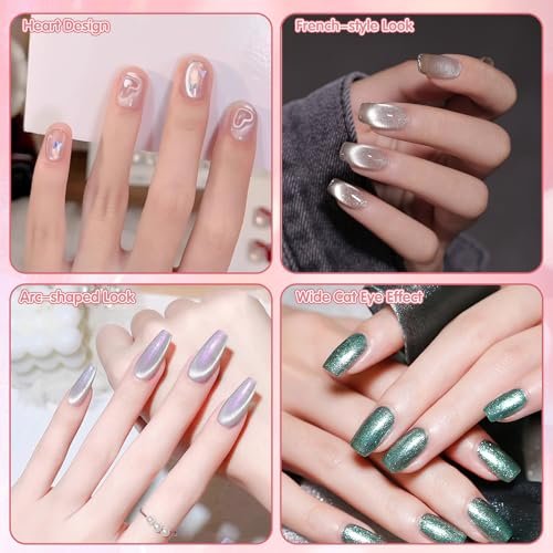 4Pcs Professional Cat Eye Magnet for Nails Kit with Heart Shaper Tool | 3-in-1 Nail Art Pen for Stunning French, Wide & Heart Designs | Black Bead-Attracting Pen for Home & Salon Use - görsel 10