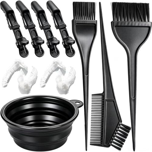 Borogo 12-Piece Professional Salon Hair Coloring Dyeing Kit - Hair Bleach Kit with Dye Brush, Color Bowl, and Hair Clips - görsel 1