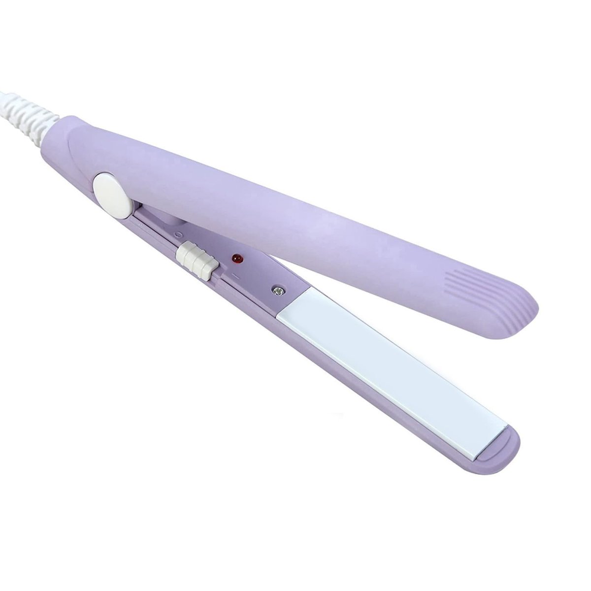 HuGuWdy Mini Hair Straightener - 2 in 1 Straight & Curl, Travel Size Flat Iron with Tourmaline Ceramic Plates, US Plug (Purple) Avelisse