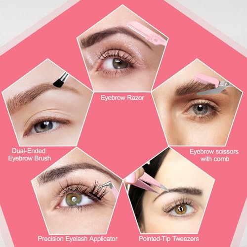 17-in-1 Eyebrow Kit with Tweezers, Scissors, Trimmer, and Brow Brushes - Professional Grooming Set for Women - görsel 12