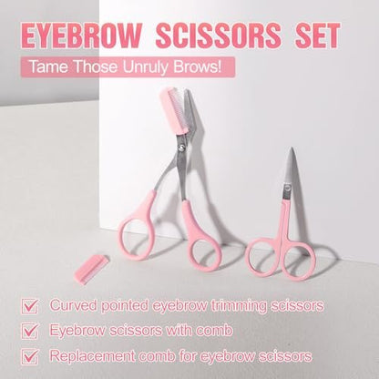 17-in-1 Eyebrow Kit with Tweezers, Scissors, Trimmer, and Brow Brushes - Professional Grooming Set for Women
