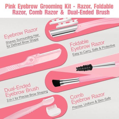 17-in-1 Eyebrow Kit with Tweezers, Scissors, Trimmer, and Brow Brushes - Professional Grooming Set for Women