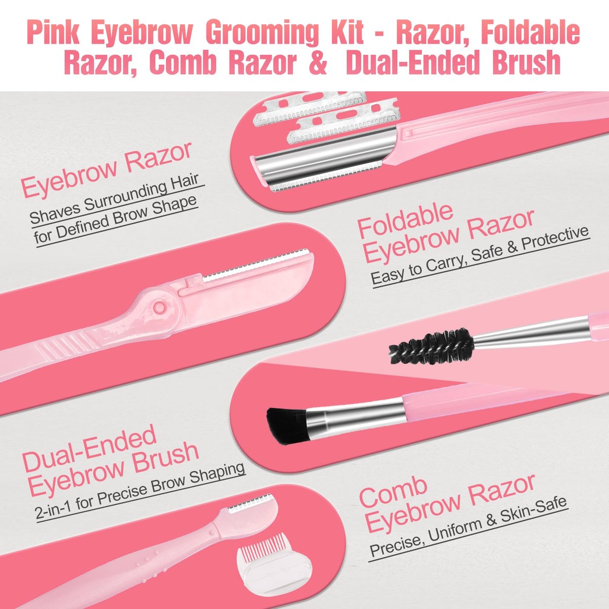 17-in-1 Eyebrow Kit with Tweezers, Scissors, Trimmer, and Brow Brushes - Professional Grooming Set for Women - görsel 7