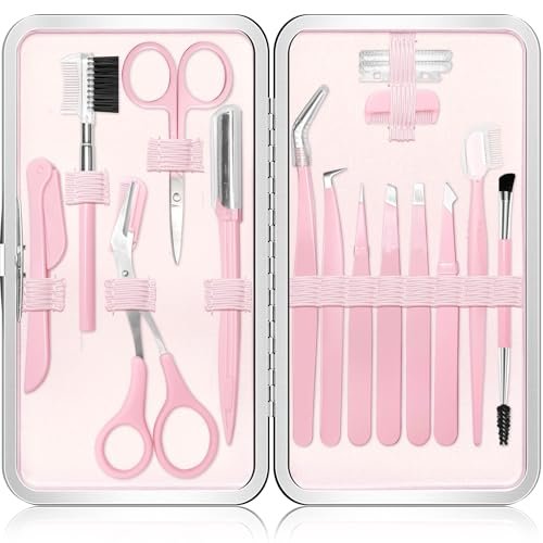 17-in-1 Eyebrow Kit with Tweezers, Scissors, Trimmer, and Brow Brushes - Professional Grooming Set for Women - görsel 2