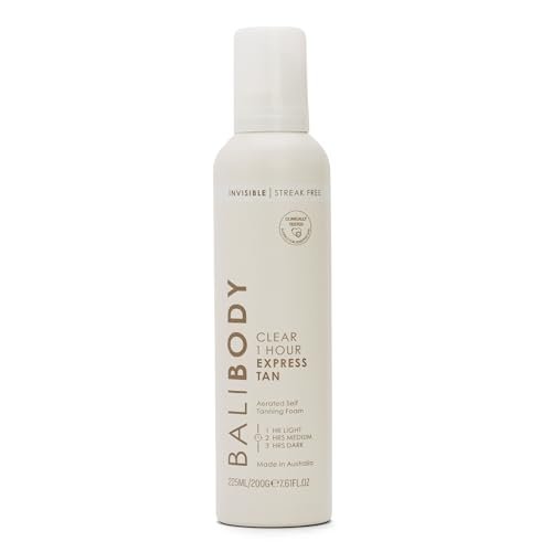 BALI BODY Clear 1 Hour Express Self Tanner – Fast-Acting, Weightless Self Tanner for Natural Bronze – No-Transfer, Hydrating Quick Tan Mousse for Smooth, Radiant Skin Avelisse
