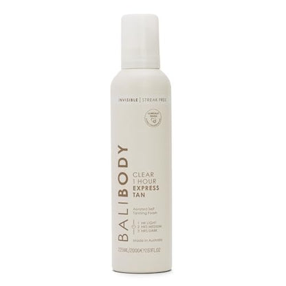 BALI BODY Clear 1 Hour Express Self Tanner – Fast-Acting, Weightless Self Tanner for Natural Bronze – No-Transfer, Hydrating Quick Tan Mousse for Smooth, Radiant Skin Avelisse