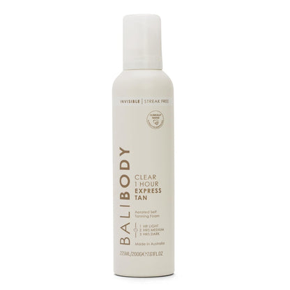 BALI BODY Clear 1 Hour Express Self Tanner – Fast-Acting, Weightless Self Tanner for Natural Bronze – No-Transfer, Hydrating Quick Tan Mousse for Smooth, Radiant Skin Avelisse
