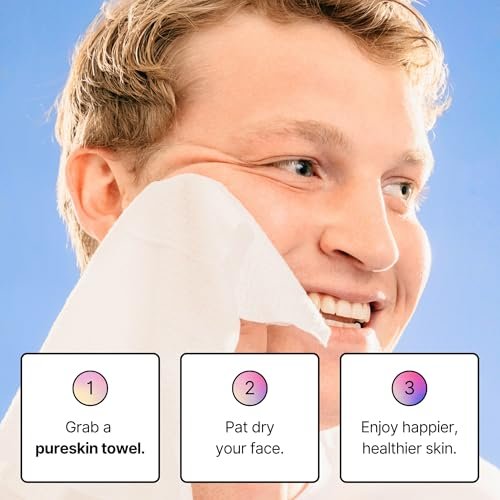 pureskin Daily Clean Facial Towels – 100% Biodegradable Pure Cotton Disposable Face Towels, Ultra Soft, Clinician Recommended, All Skin Types, 50 Count Avelisse