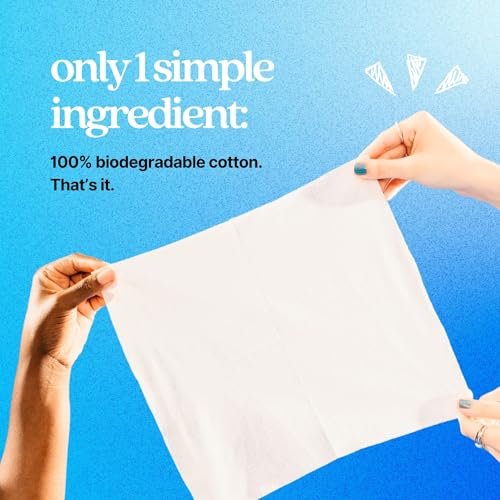 pureskin Daily Clean Facial Towels – 100% Biodegradable Pure Cotton Disposable Face Towels, Ultra Soft, Clinician Recommended, All Skin Types, 50 Count Avelisse