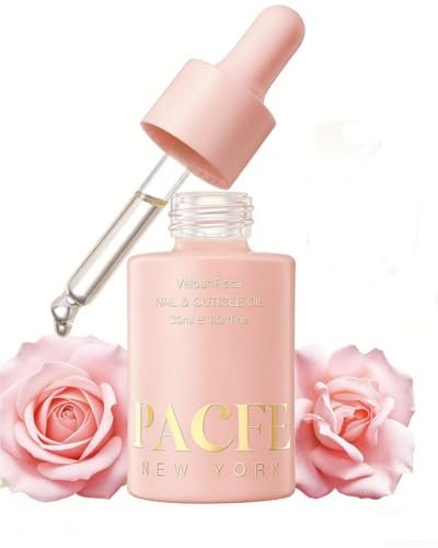 PACFE Velour Rosa Nail and Cuticle Oil - 100% Natural Plant-Based Treatment with Jojoba Oil, Squalane & Vitamin E - Deep Hydration for Dry Damaged Nails & Cuticle - Non-Greasy, Rose Scent, 1.0 fl oz Avelisse