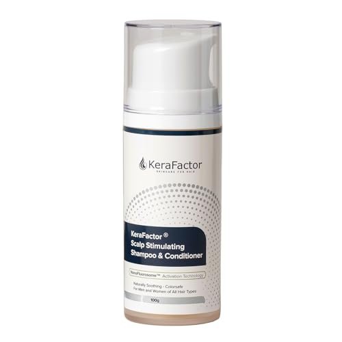 KeraFactor 2-in-1 Scalp Stimulating Shampoo & Conditioner - Drug-Free, Sulfate-Free & Paraben-Free - Growth Factor Formula for Fuller, Thicker Looking Hair - 100 ml Avelisse