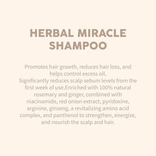 Herbal Miracle Rosemary Shampoo Salt-Free for Oily Hair – Anti Hair Loss & Hair Growth – Oil Control, Strengthening Formula with Amino Acids, Ginger & Red Onion Avelisse