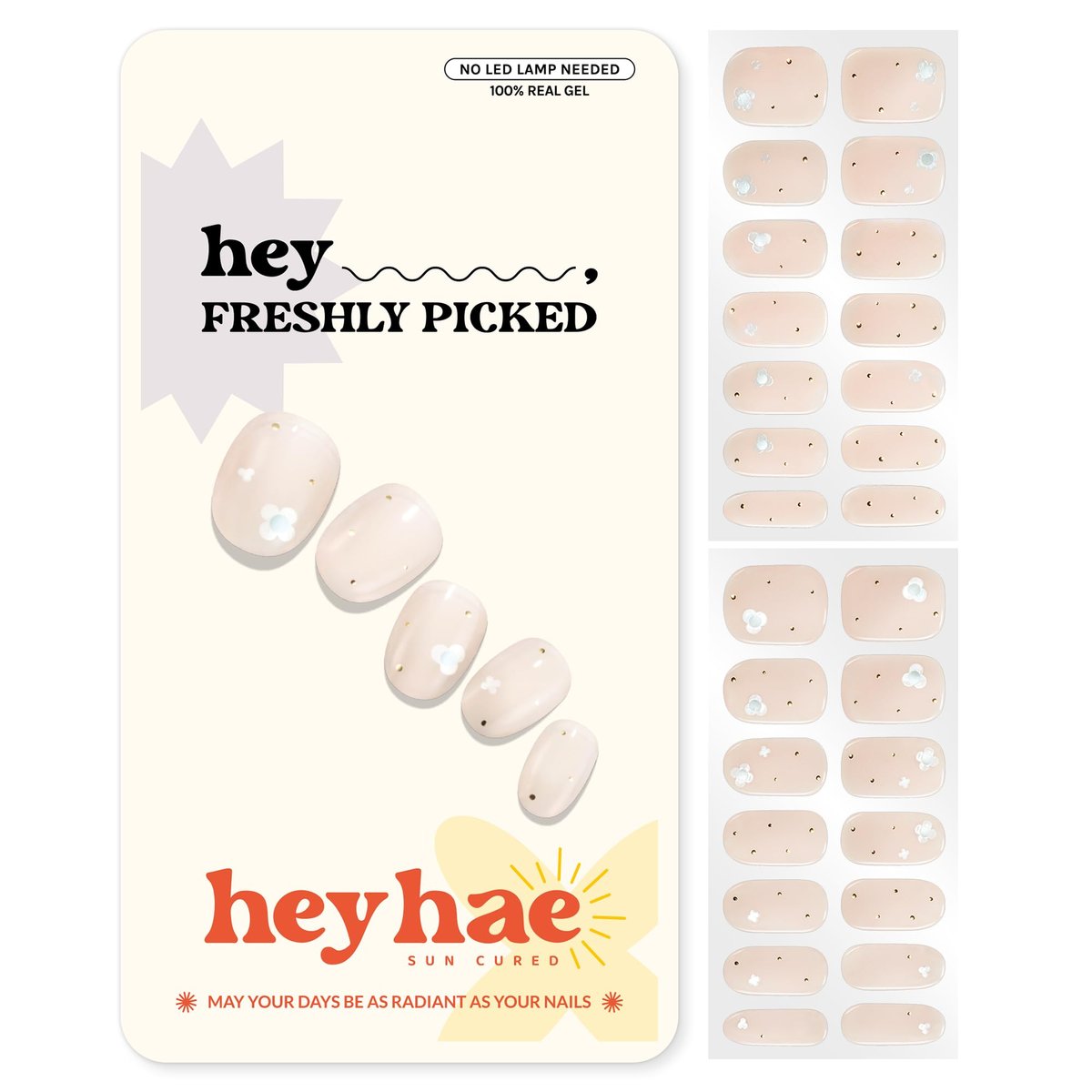 Heyhae Semi Cured Gel Nail Strips - Pink Solid, Easy Apply & Remove, No LED Lamp Needed (28 Strips + Prep Pads + File + Stick) - Hey, Freshly Picked Avelisse