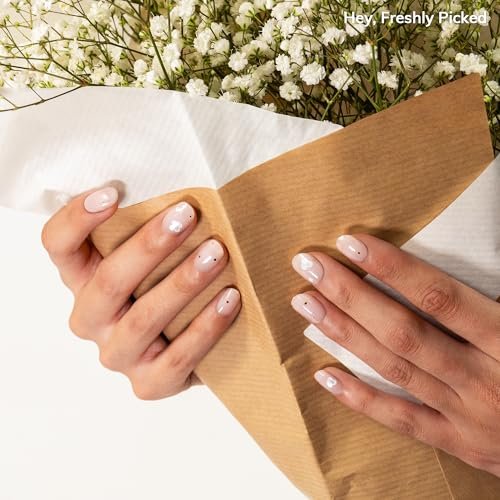 Heyhae Semi Cured Gel Nail Strips - Pink Solid, Easy Apply & Remove, No LED Lamp Needed (28 Strips + Prep Pads + File + Stick) - Hey, Freshly Picked Avelisse