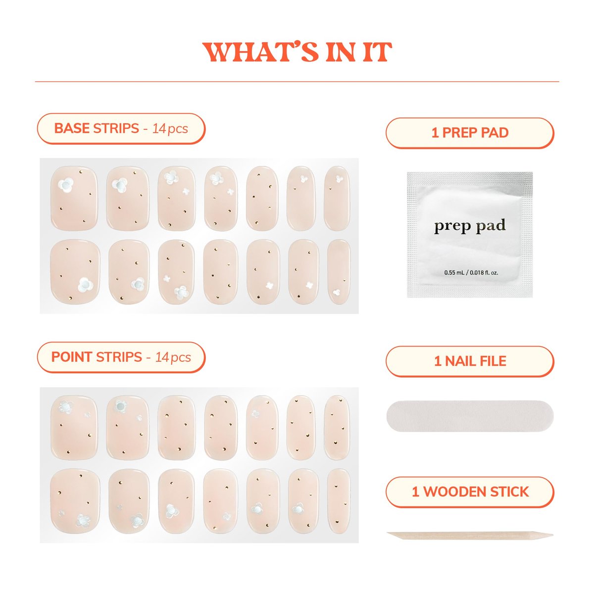 Heyhae Semi Cured Gel Nail Strips - Pink Solid, Easy Apply & Remove, No LED Lamp Needed (28 Strips + Prep Pads + File + Stick) - Hey, Freshly Picked Avelisse