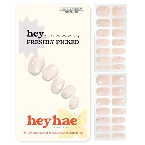 Heyhae Semi Cured Gel Nail Strips - Pink Solid, Easy Apply & Remove, No LED Lamp Needed (28 Strips + Prep Pads + File + Stick) - Hey, Freshly Picked Avelisse