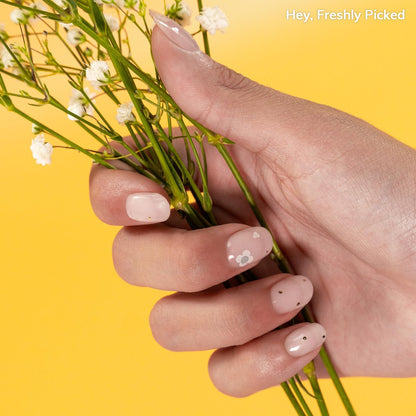 Heyhae Semi Cured Gel Nail Strips - Pink Solid, Easy Apply & Remove, No LED Lamp Needed (28 Strips + Prep Pads + File + Stick) - Hey, Freshly Picked Avelisse