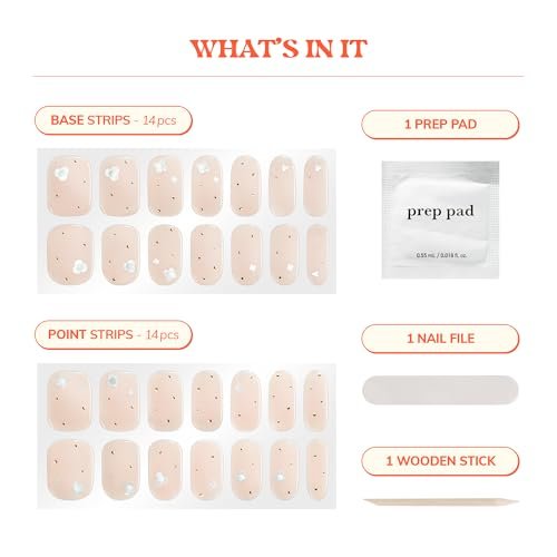 Heyhae Semi Cured Gel Nail Strips - Pink Solid, Easy Apply & Remove, No LED Lamp Needed (28 Strips + Prep Pads + File + Stick) - Hey, Freshly Picked Avelisse