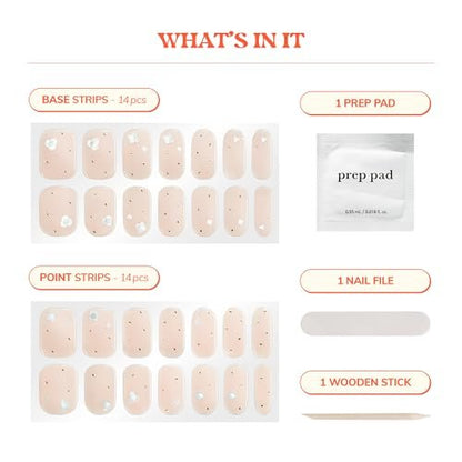 Heyhae Semi Cured Gel Nail Strips - Pink Solid, Easy Apply & Remove, No LED Lamp Needed (28 Strips + Prep Pads + File + Stick) - Hey, Freshly Picked Avelisse
