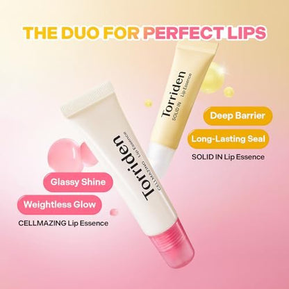 Torriden CELLMAZING Glass-Like Shine Lip Essence - Weightless Hydration for Smooth, Glossy Lips - 5D Collagen, Peptide, Jojoba Oil - Non-Sticky Korean Lip Care (11ml / 0.37 fl.oz) Avelisse
