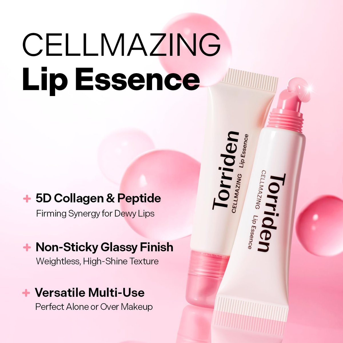 Torriden CELLMAZING Glass-Like Shine Lip Essence - Weightless Hydration for Smooth, Glossy Lips - 5D Collagen, Peptide, Jojoba Oil - Non-Sticky Korean Lip Care (11ml / 0.37 fl.oz) Avelisse