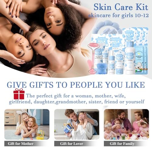 Milk Skin Care Set for Kids & Teens - Gentle Skincare Routine for Girls Age 8-12 - Birthday & Christmas Gift Avelisse