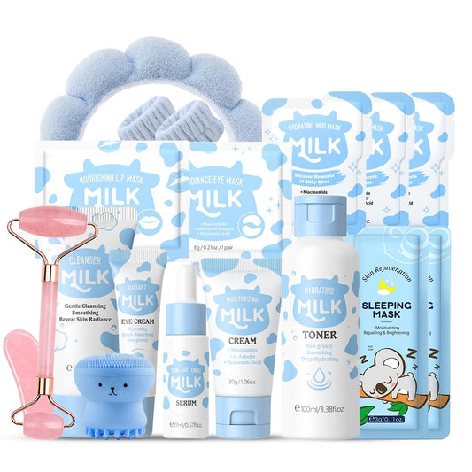 Milk Skin Care Set for Kids & Teens - Gentle Skincare Routine for Girls Age 8-12 - Birthday & Christmas Gift Avelisse