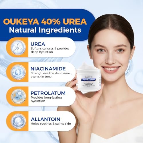 OUKEYA Urea Cream 40 Percent with 3% Niacinamide - Intensive Moisturizer for Extremely Dry, Chapped, Rough Skin on Hands, Feet, Elbows & Knees - Deep Hydration & Evens Skin Tone, 5.29 oz Avelisse
