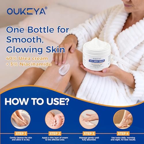 OUKEYA Urea Cream 40 Percent with 3% Niacinamide - Intensive Moisturizer for Extremely Dry, Chapped, Rough Skin on Hands, Feet, Elbows & Knees - Deep Hydration & Evens Skin Tone, 5.29 oz Avelisse