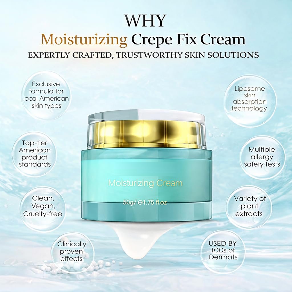ZZILME Moisturizing Crepe Fix Cream - Firming & Anti-Wrinkle Cream for Face, Neck & Body with Hyaluronic Acid & Collagen - 1.75 oz Avelisse