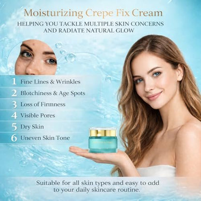 ZZILME Moisturizing Crepe Fix Cream - Firming & Anti-Wrinkle Cream for Face, Neck & Body with Hyaluronic Acid & Collagen - 1.75 oz Avelisse