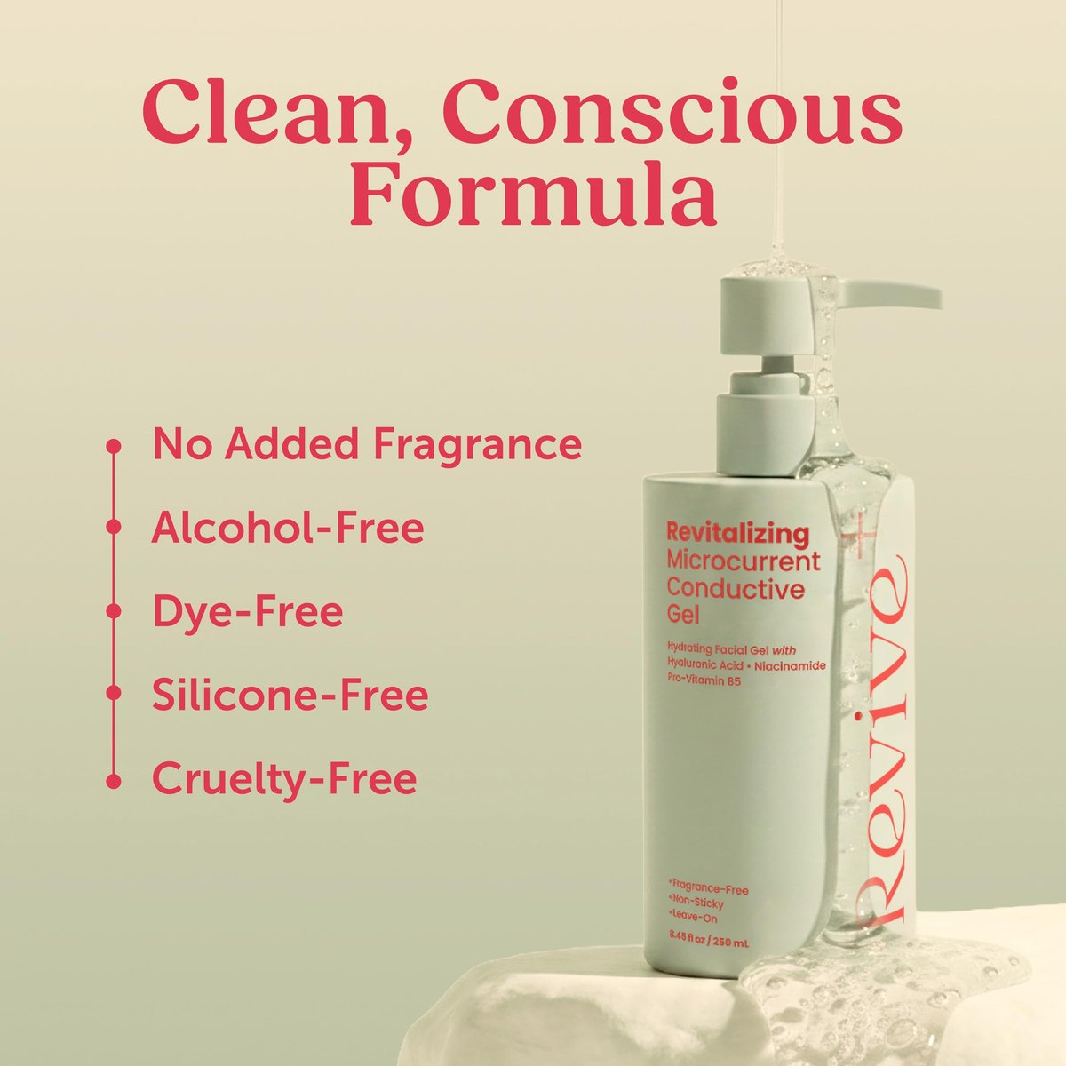 2-in-1 Microcurrent Conductive Gel with Hyaluronic Acid, 8.45 oz — Anti-Aging Hydrating Serum & Facial Toning Gel for Microcurrent Devices, Fragrance-Free Leave-On Skincare, Non-Sticky Silky Glide Avelisse