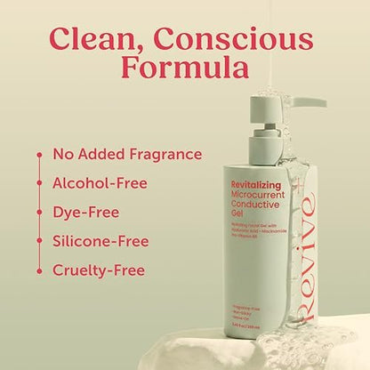 2-in-1 Microcurrent Conductive Gel with Hyaluronic Acid, 8.45 oz — Anti-Aging Hydrating Serum & Facial Toning Gel for Microcurrent Devices, Fragrance-Free Leave-On Skincare, Non-Sticky Silky Glide Avelisse
