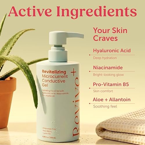 2-in-1 Microcurrent Conductive Gel with Hyaluronic Acid, 8.45 oz — Anti-Aging Hydrating Serum & Facial Toning Gel for Microcurrent Devices, Fragrance-Free Leave-On Skincare, Non-Sticky Silky Glide Avelisse