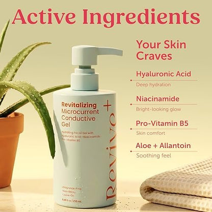 2-in-1 Microcurrent Conductive Gel with Hyaluronic Acid, 8.45 oz — Anti-Aging Hydrating Serum & Facial Toning Gel for Microcurrent Devices, Fragrance-Free Leave-On Skincare, Non-Sticky Silky Glide Avelisse