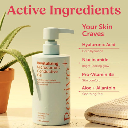 2-in-1 Microcurrent Conductive Gel with Hyaluronic Acid, 8.45 oz — Anti-Aging Hydrating Serum & Facial Toning Gel for Microcurrent Devices, Fragrance-Free Leave-On Skincare, Non-Sticky Silky Glide Avelisse
