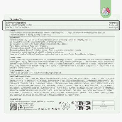 SAVILAND Antifungal Cream - Max Strength 25% Undecylenic Acid, FSA/HSA Eligible, 4.23 oz - Treats Athlete's Foot, Jock Itch, Ringworm with Tea Tree & Oregano Oil Avelisse