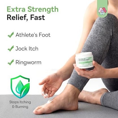 SAVILAND Antifungal Cream - Max Strength 25% Undecylenic Acid, FSA/HSA Eligible, 4.23 oz - Treats Athlete's Foot, Jock Itch, Ringworm with Tea Tree & Oregano Oil Avelisse