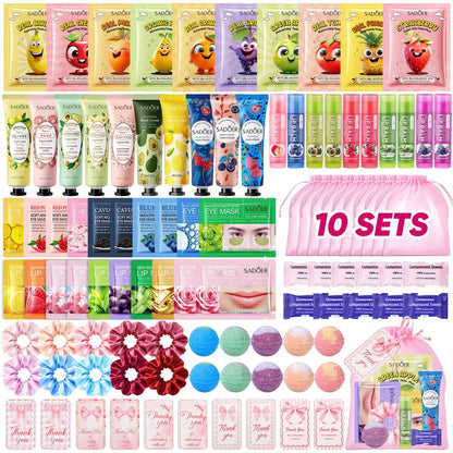 100 PCS Spa Party Supplies for Girls - Face Masks, Hand Cream, Lip Balm, Under Eye Patches, Lip Mask, Foot Bath Bombs - Spa Birthday Sleepover Party Favors Avelisse