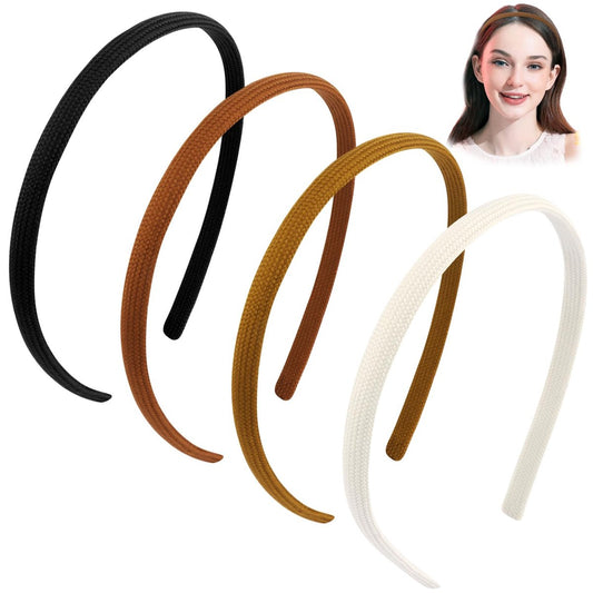 Vovii 4-Pack Thin Headbands for Women - Non-Slip Fabric Skinny Hairbands, No Headache Pressure