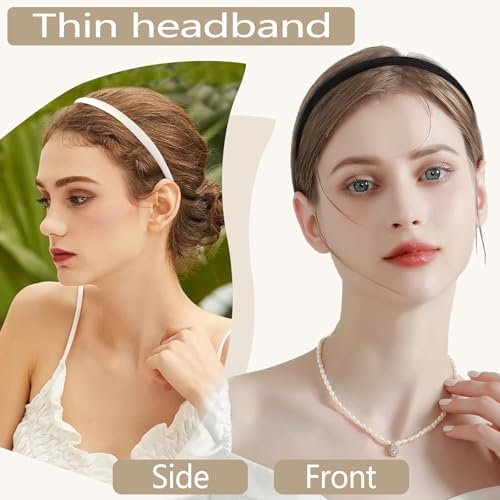 Vovii 4-Pack Thin Headbands for Women - Non-Slip Fabric Skinny Hairbands, No Headache Pressure - görsel 6