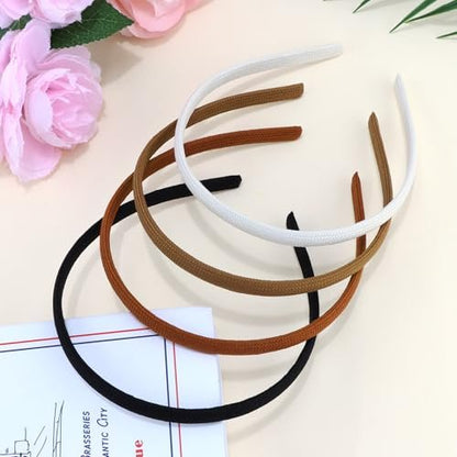 Vovii 4-Pack Thin Headbands for Women - Non-Slip Fabric Skinny Hairbands, No Headache Pressure