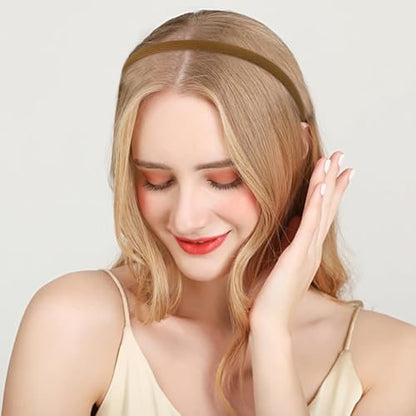Vovii 4-Pack Thin Headbands for Women - Non-Slip Fabric Skinny Hairbands, No Headache Pressure